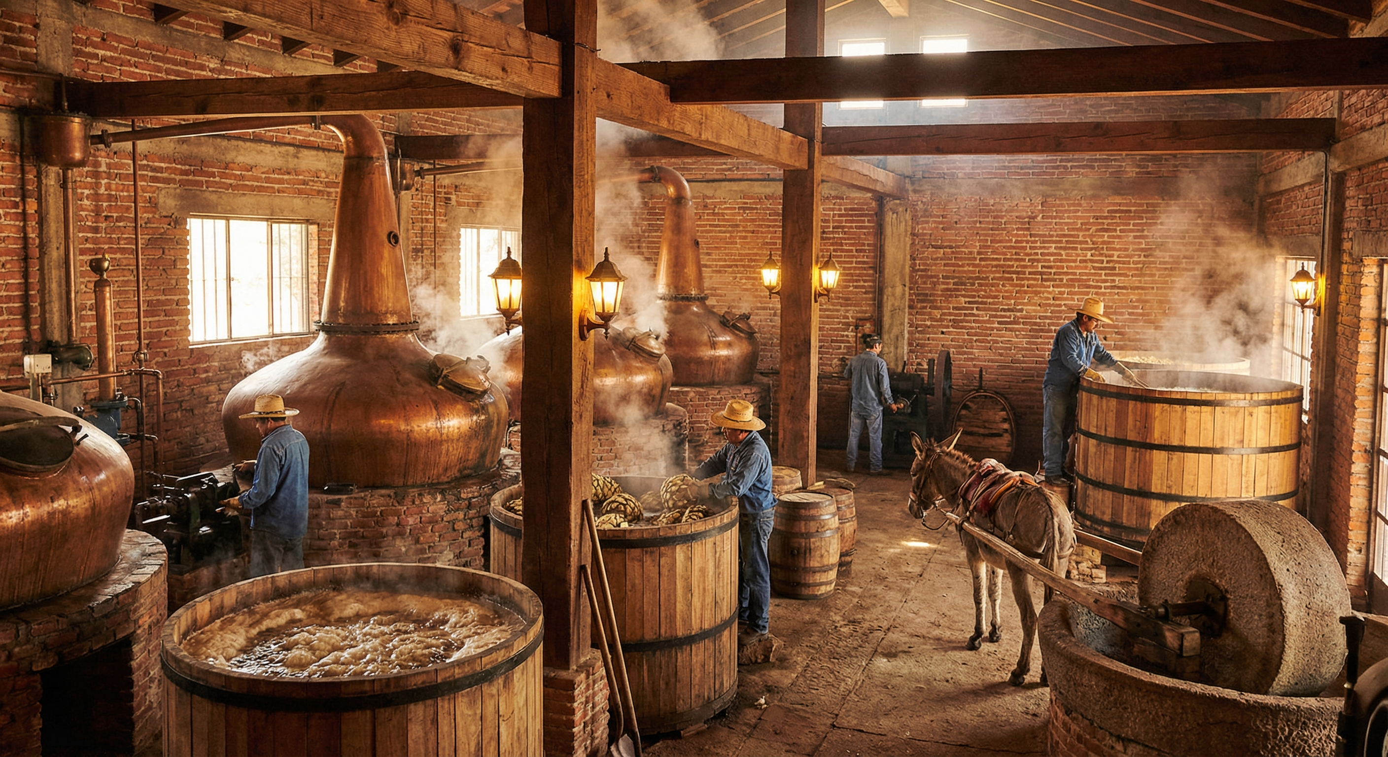 Traditional tequila distillery